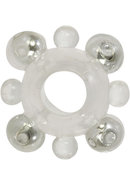 Basic Essentials Enhancer Cock Ring With Beads - Clear