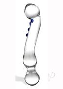 Glas Curved G-spot Glass Textured Dildo 6in - Clear/blue