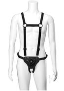 Vac-u-lock Chest And Suspender Harness With Butt Plug - Black