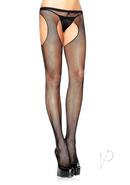 Leg Avenue Fishnet Suspender Pantyhose - Plus Size - Black