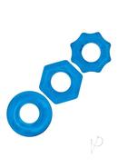 Blue Line Nuts And Bolts Stretch Cock Ring (3 Pack) - Blue