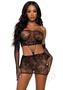 Leg Avenue Strappy Lace Tube Dress And Matching Gloves (2 Pieces) - O/s - Black