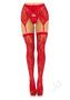 Leg Avenue Rachel Lace Thigh Highs And Crossover Garter Belt 2pc - O/s - Red